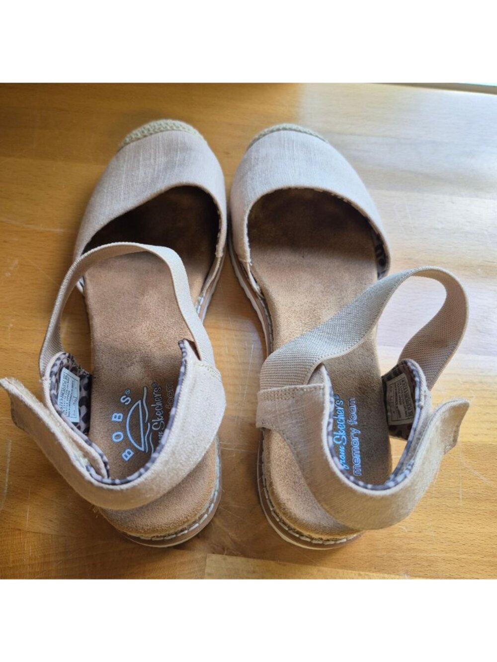 BOBS By Skechers Womens Beige Open-Toe Sandals With Memory Foam 6.5 - Picture 5 of 8